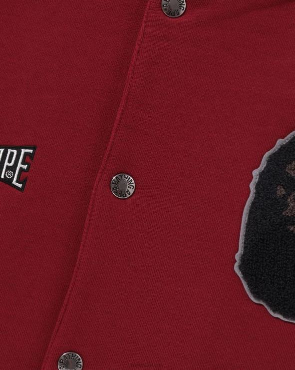 אדום בהיר A Bathing Ape 644LV242 גברים ז'קט לאוניברסיטה