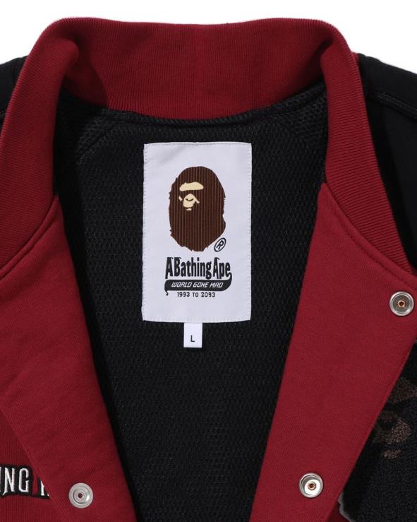 אדום בהיר A Bathing Ape 644LV242 גברים ז'קט לאוניברסיטה