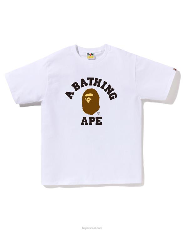 לבן A Bathing Ape 644LV247 גברים חולצה מכללה