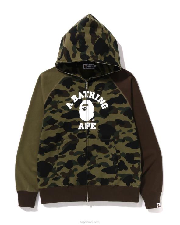 צבא ירוק A Bathing Ape 644LV254 גברים 1st camo crazy college קפוצ'ון עם רוכסן מלא