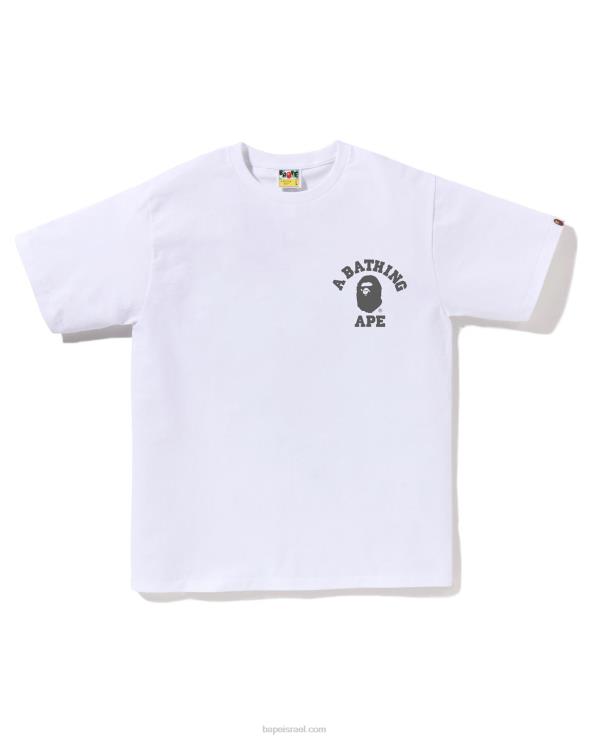 לבן A Bathing Ape 644LV258 גברים ספיד רייסר קולג' בטי
