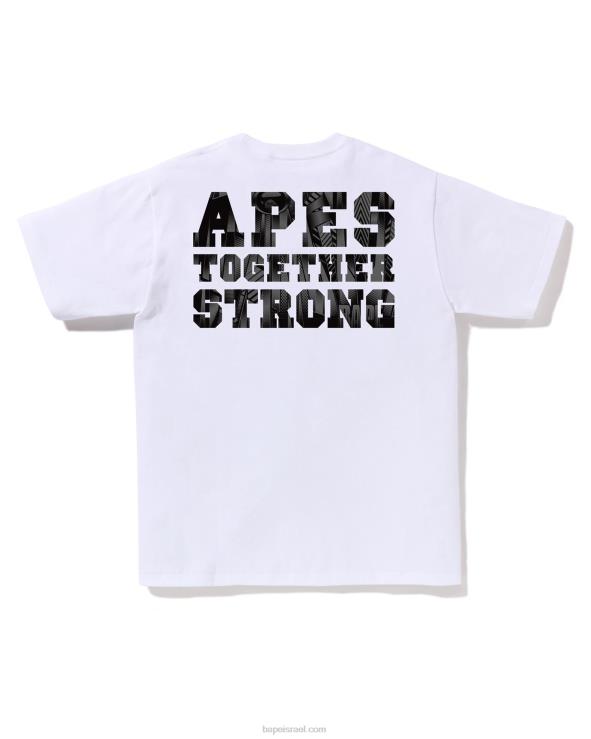 לבן A Bathing Ape 644LV258 גברים ספיד רייסר קולג' בטי