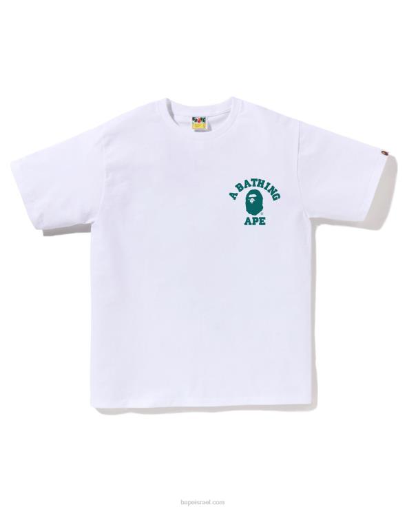 לבן A Bathing Ape 644LV259 גברים ספיד רייסר קולג' בטי