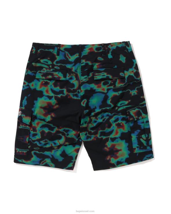 שָׁחוֹר A Bathing Ape 644LV25 גברים מכנסי מטען קצרים תרמוגרפיים