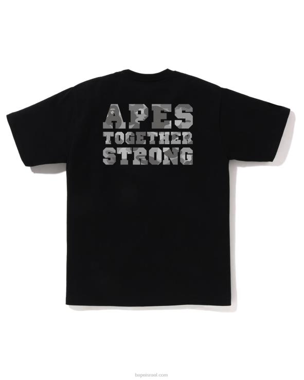 שָׁחוֹר A Bathing Ape 644LV263 גברים חלת דבש camo college ats טי