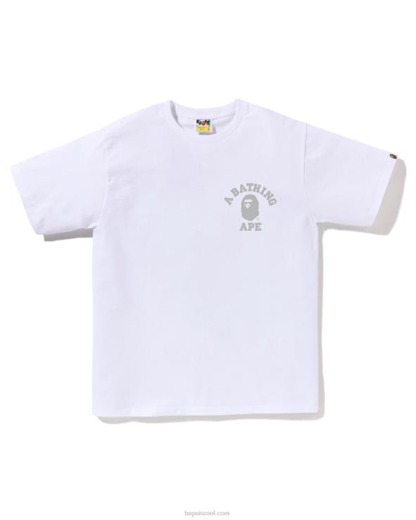 לבן A Bathing Ape 644LV265 גברים חלת דבש camo college ats טי