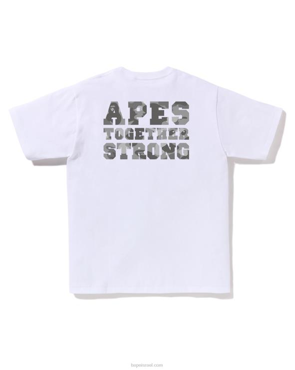 לבן A Bathing Ape 644LV265 גברים חלת דבש camo college ats טי