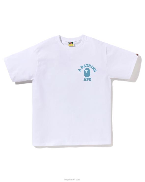 לבן A Bathing Ape 644LV266 גברים חלת דבש camo college ats טי