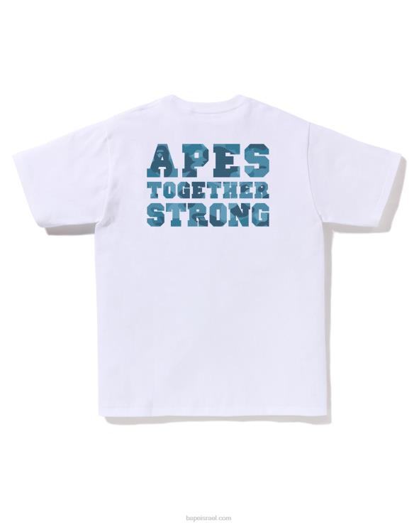 לבן A Bathing Ape 644LV266 גברים חלת דבש camo college ats טי