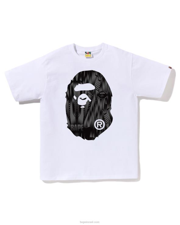 לבן A Bathing Ape 644LV269 גברים טי ספיד רייסר עם ראש גדול
