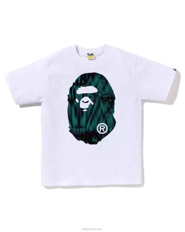 לבן A Bathing Ape 644LV270 גברים טי ספיד רייסר עם ראש גדול