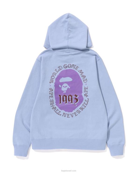 כחול בהיר A Bathing Ape 644LV273 גברים קפוצ'ון סוודר ראש