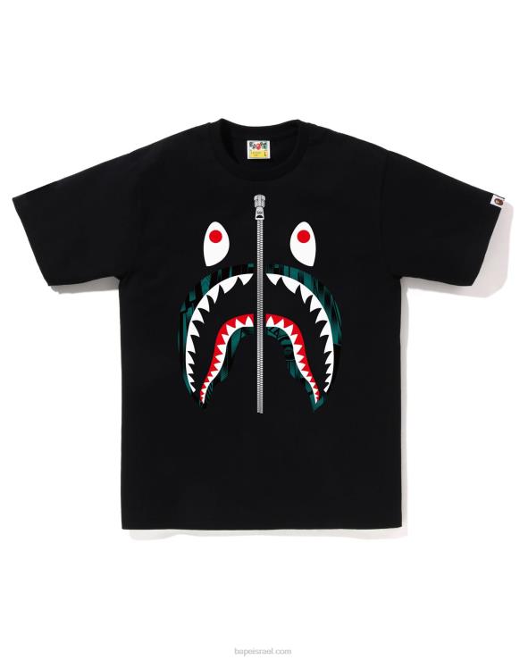 שָׁחוֹר A Bathing Ape 644LV274 גברים טי ספיד רייסר כריש