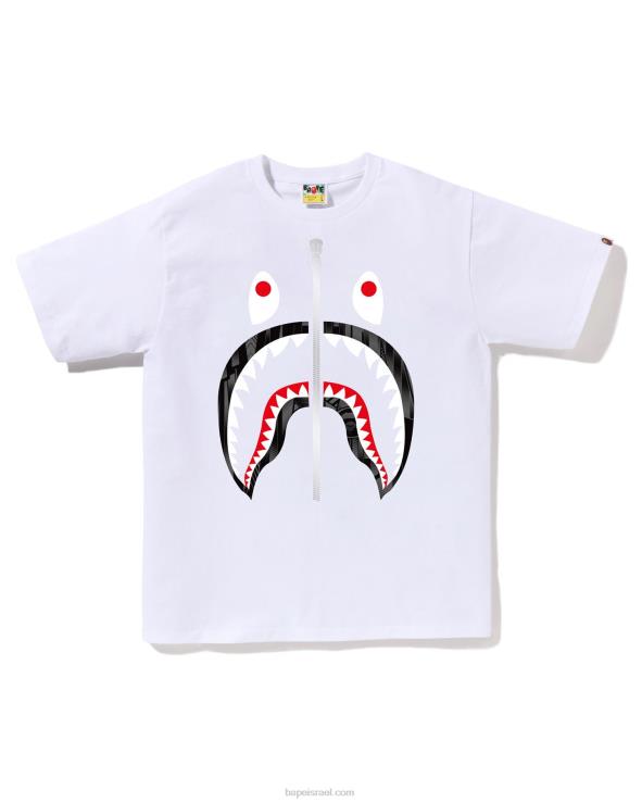 לבן A Bathing Ape 644LV276 גברים טי ספיד רייסר כריש