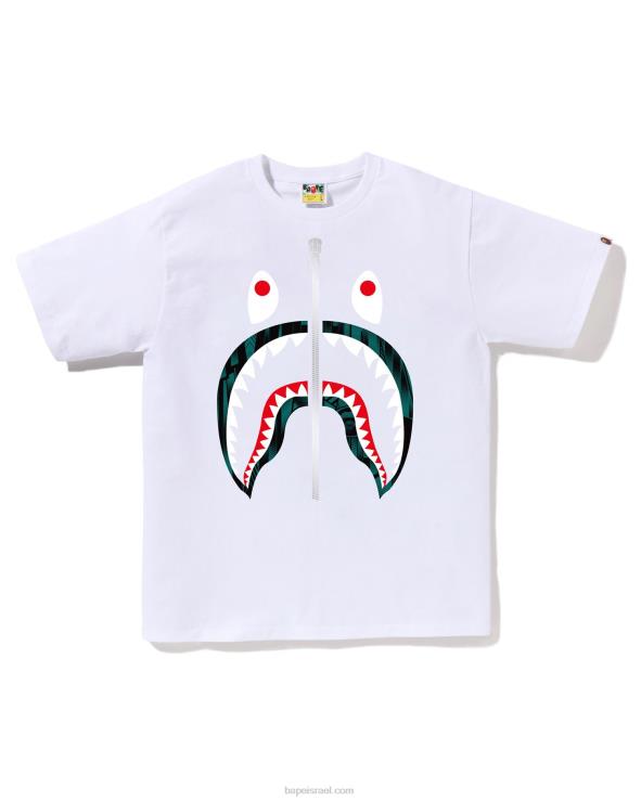לבן A Bathing Ape 644LV277 גברים טי ספיד רייסר כריש
