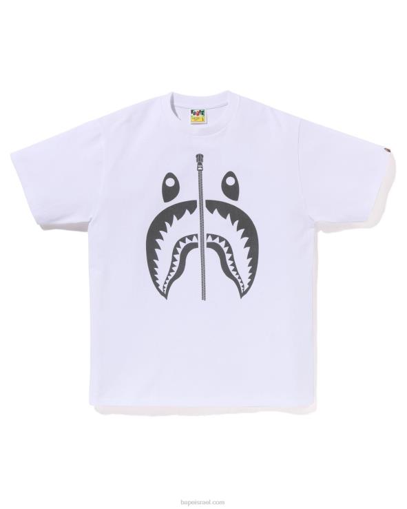 לבן A Bathing Ape 644LV283 גברים טי כריש פיגמנט