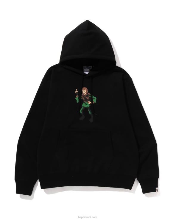 שָׁחוֹר A Bathing Ape 644LV284 גברים קפוצ'ון סוודר בכושר נינוח