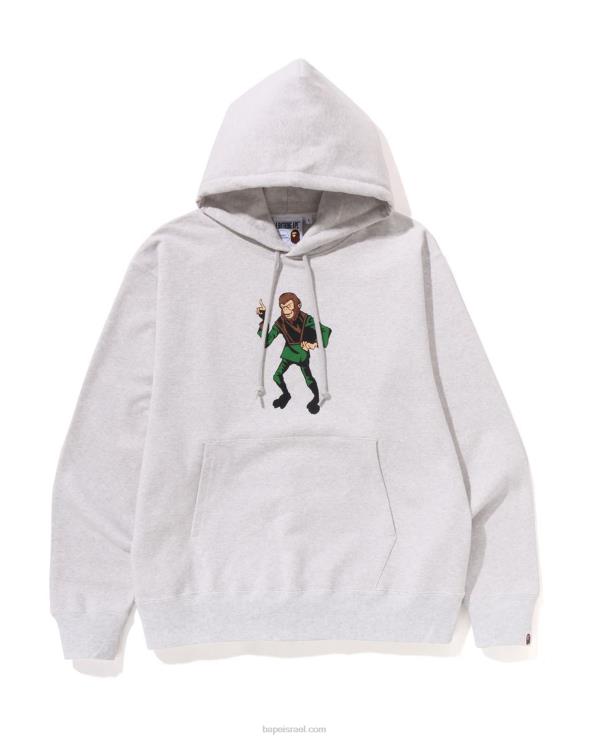 אפור A Bathing Ape 644LV285 גברים קפוצ'ון סוודר בכושר נינוח