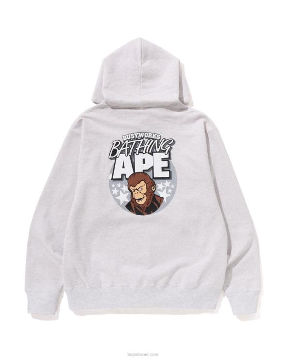 אפור A Bathing Ape 644LV285 גברים קפוצ'ון סוודר בכושר נינוח