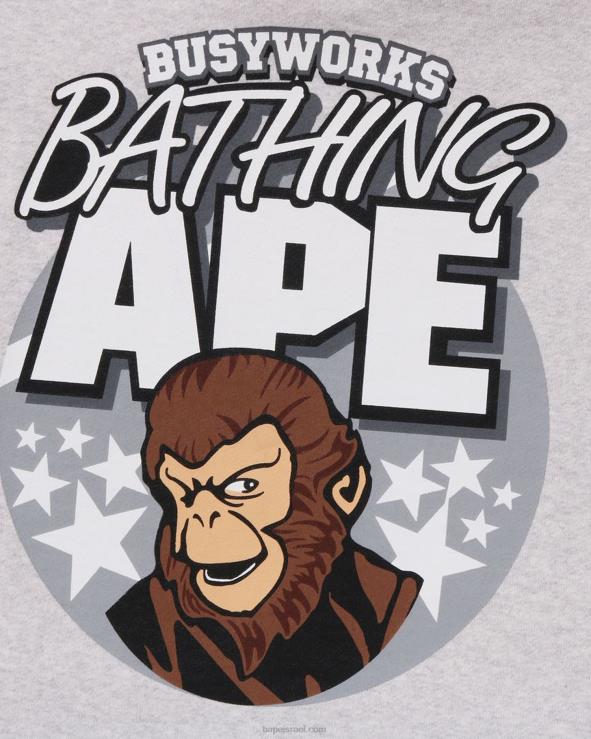 אפור A Bathing Ape 644LV285 גברים קפוצ'ון סוודר בכושר נינוח