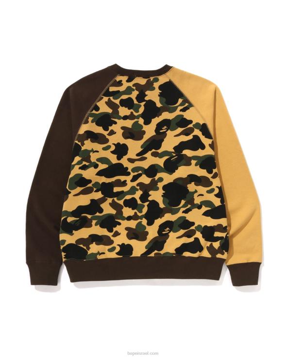 צהוב A Bathing Ape 644LV287 גברים צווארון צווארון צווארון בכושר רגוע 1st camo crazy