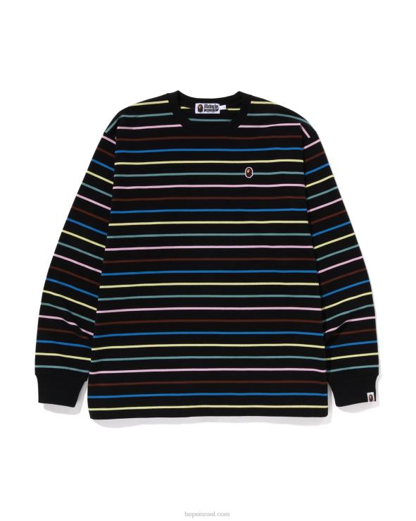 שָׁחוֹר A Bathing Ape 644LV288 גברים טי חישוק בכושר רגוע