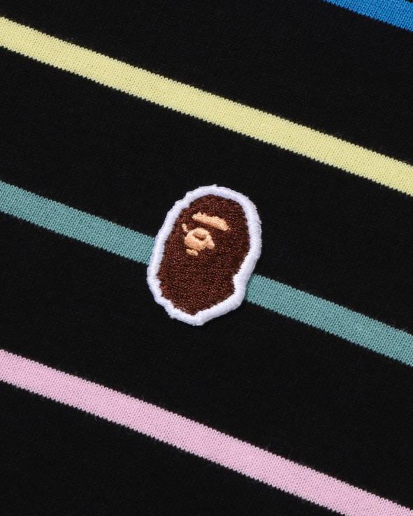 שָׁחוֹר A Bathing Ape 644LV288 גברים טי חישוק בכושר רגוע