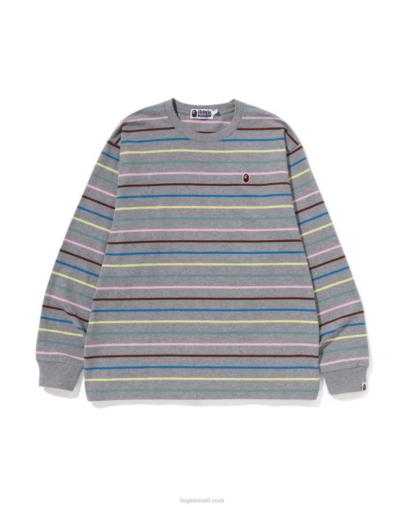 אפור A Bathing Ape 644LV289 גברים טי חישוק בכושר רגוע