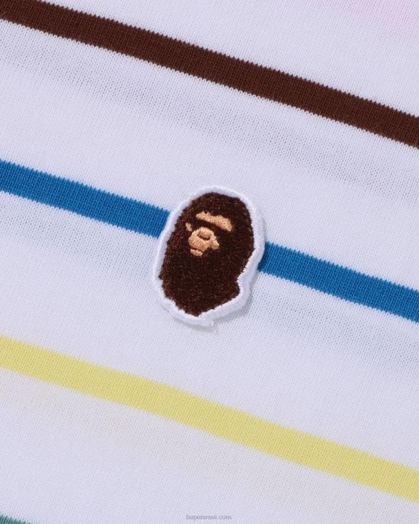 לבן A Bathing Ape 644LV290 גברים טי חישוק בכושר רגוע