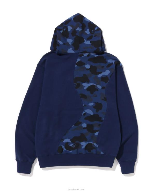 כחול כהה A Bathing Ape 644LV297 גברים קפוצ'ון קפוצ'ון בגזרה רגועה בחיתוך קולג'