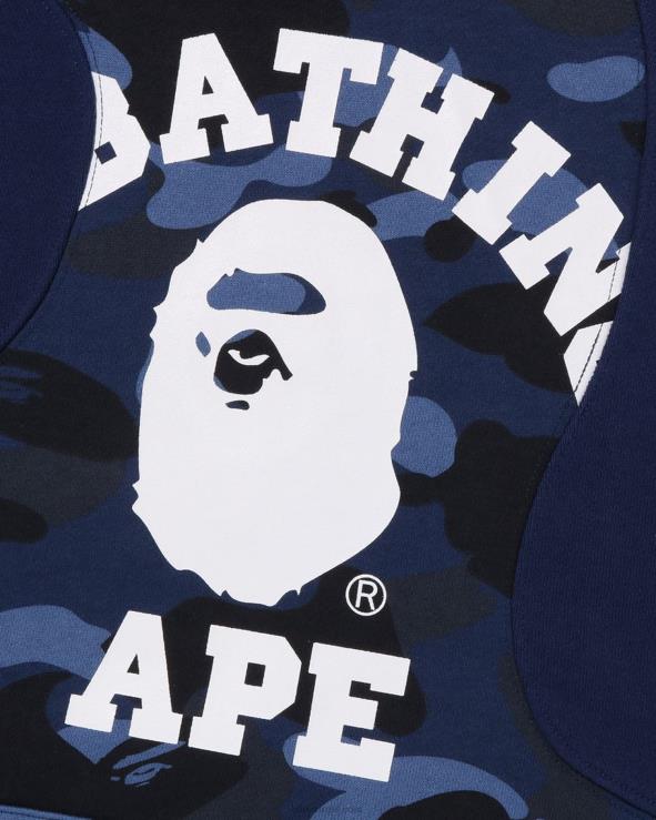 כחול כהה A Bathing Ape 644LV297 גברים קפוצ'ון קפוצ'ון בגזרה רגועה בחיתוך קולג'
