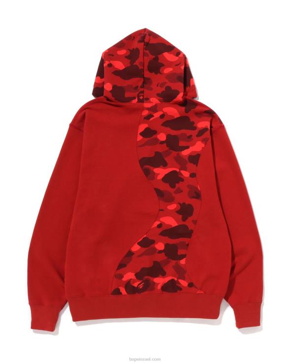 אדום בהיר A Bathing Ape 644LV299 גברים קפוצ'ון קפוצ'ון בגזרה רגועה בחיתוך קולג'