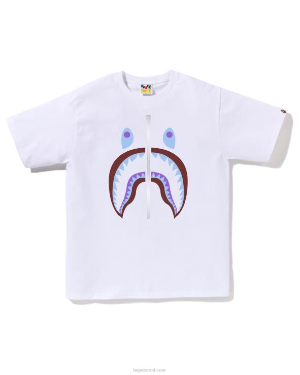 לבן A Bathing Ape 644LV30 גברים טי כריש בצבעים
