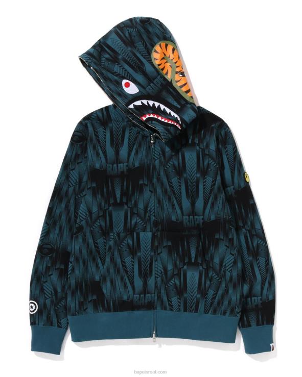 כְּחוֹל A Bathing Ape 644LV303 גברים קפוצ'ון ספיד רייסר כריש עם רוכסן מלא