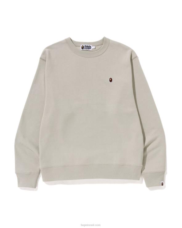 בז' A Bathing Ape 644LV304 גברים ראש צווארון צווארון בכושר רגוע נקודה אחת