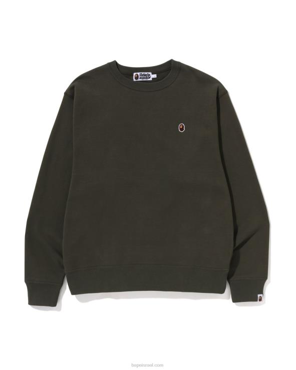 צבא ירוק A Bathing Ape 644LV307 גברים ראש צווארון צווארון בכושר רגוע נקודה אחת