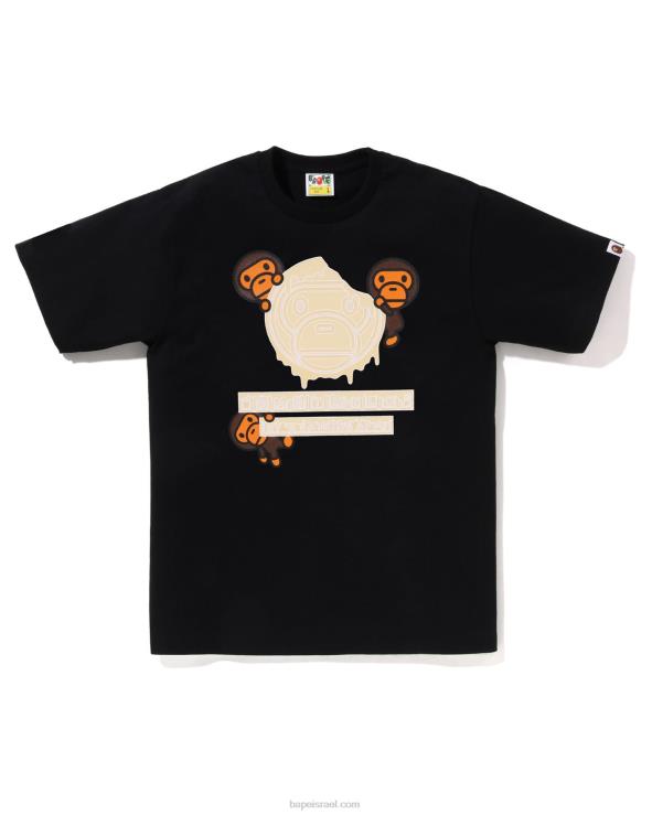 שָׁחוֹר A Bathing Ape 644LV311 גברים טי בייבי מילו שוקולד ולנטיין
