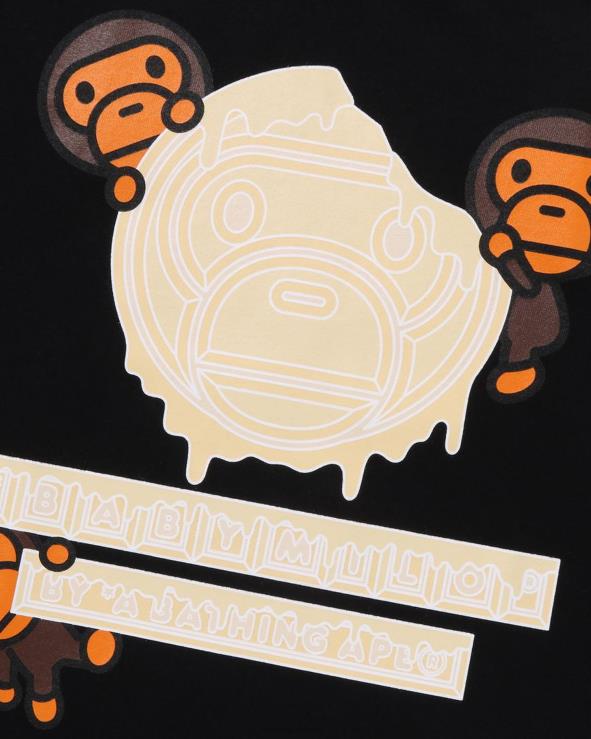 שָׁחוֹר A Bathing Ape 644LV311 גברים טי בייבי מילו שוקולד ולנטיין