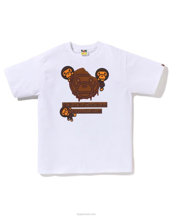 לבן A Bathing Ape 644LV312 גברים טי בייבי מילו שוקולד ולנטיין