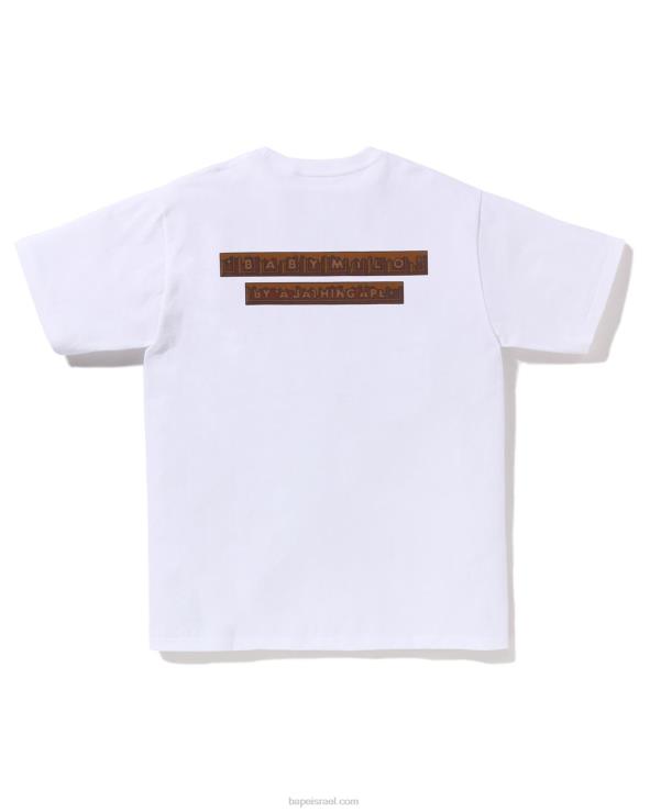 לבן A Bathing Ape 644LV312 גברים טי בייבי מילו שוקולד ולנטיין