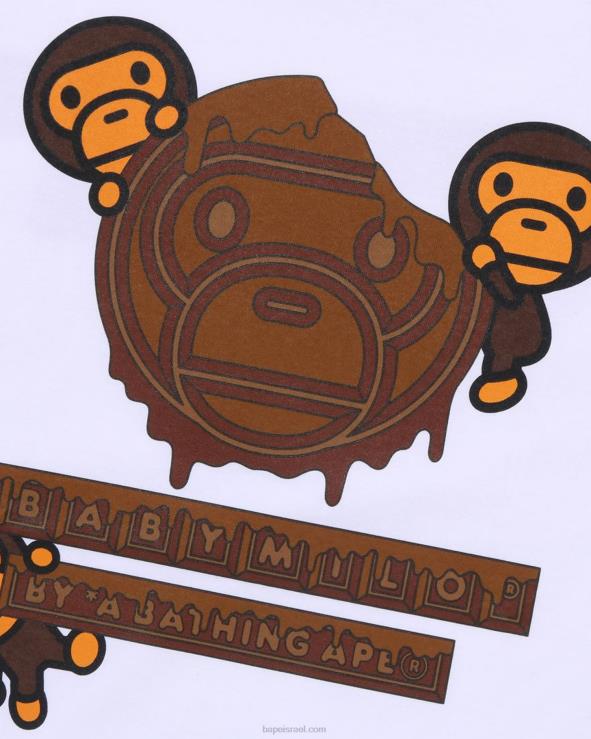 לבן A Bathing Ape 644LV312 גברים טי בייבי מילו שוקולד ולנטיין