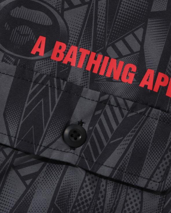 שָׁחוֹר A Bathing Ape 644LV313 גברים חולצת ספיד רייסר בכושר נינוח