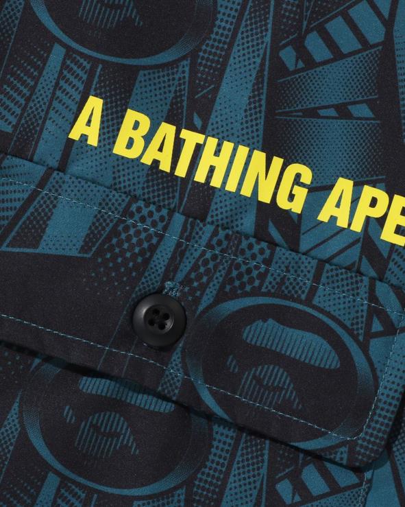 כְּחוֹל A Bathing Ape 644LV314 גברים חולצת ספיד רייסר בכושר נינוח
