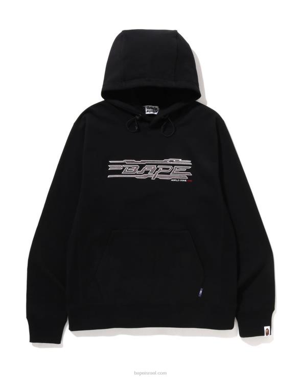 שָׁחוֹר A Bathing Ape 644LV315 גברים קפוצ'ון סוודר תפירה