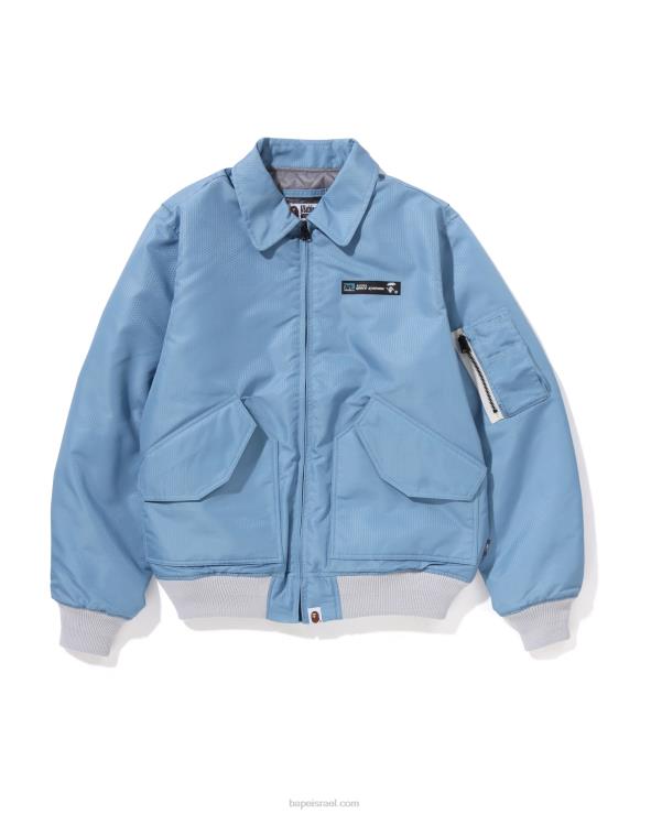 כחול בהיר A Bathing Ape 644LV317 גברים מעיל בומבר ripstop של חלת דבש