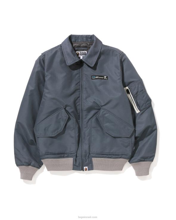 אפור A Bathing Ape 644LV318 גברים מעיל בומבר ripstop של חלת דבש