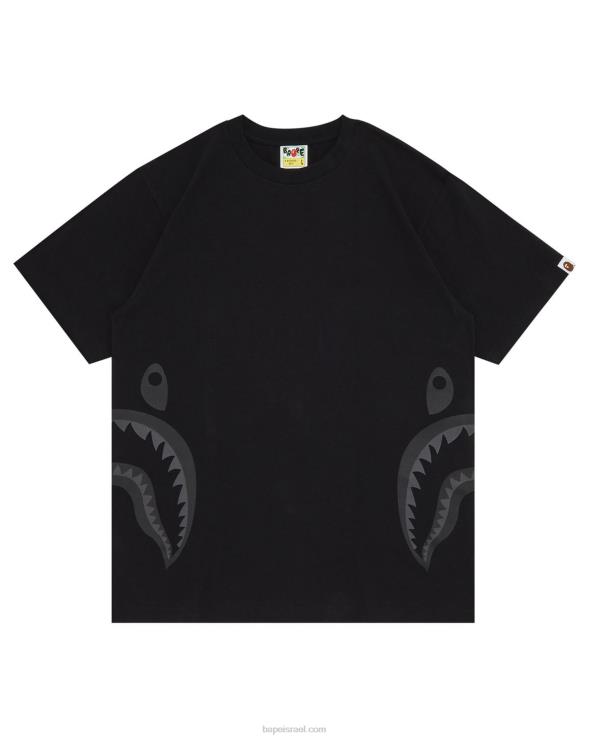 שָׁחוֹר A Bathing Ape 644LV321 גברים טי כריש בצד