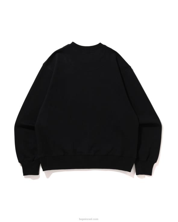 שָׁחוֹר A Bathing Ape 644LV324 גברים צווארון צווארון בכושר רגוע לוגו