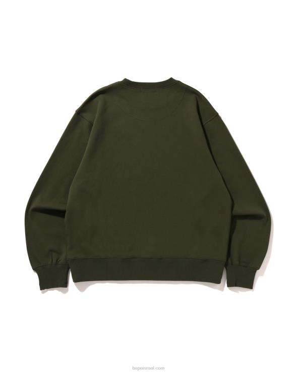 צבא ירוק A Bathing Ape 644LV325 גברים צווארון צווארון בכושר רגוע לוגו
