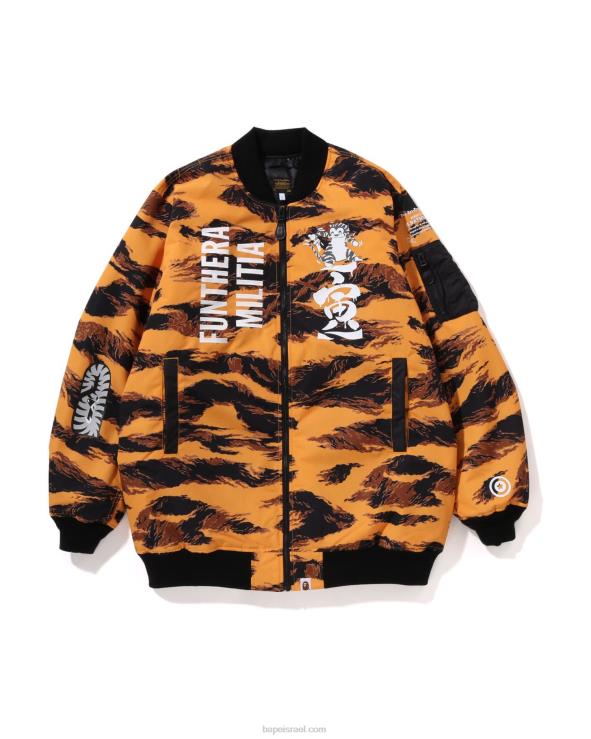 תפוז A Bathing Ape 644LV327 גברים tiger camo long ma-1
